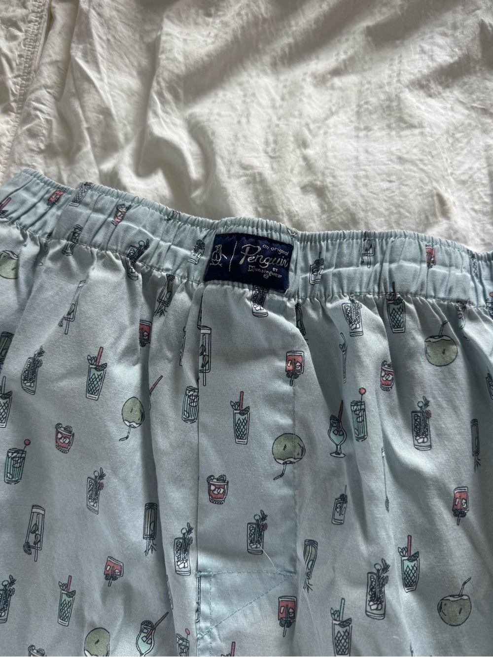 Original Penguin Pale Blue  Printed Lounge Shorts